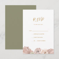 Boho Tropical Botânica | Cartão RSVP Verde-Azul
