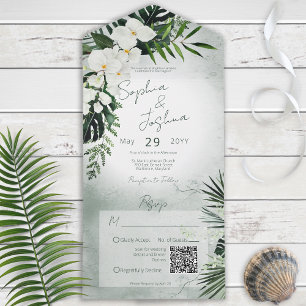 Boho Tropical Greenerescência Moderna Código QR Ve