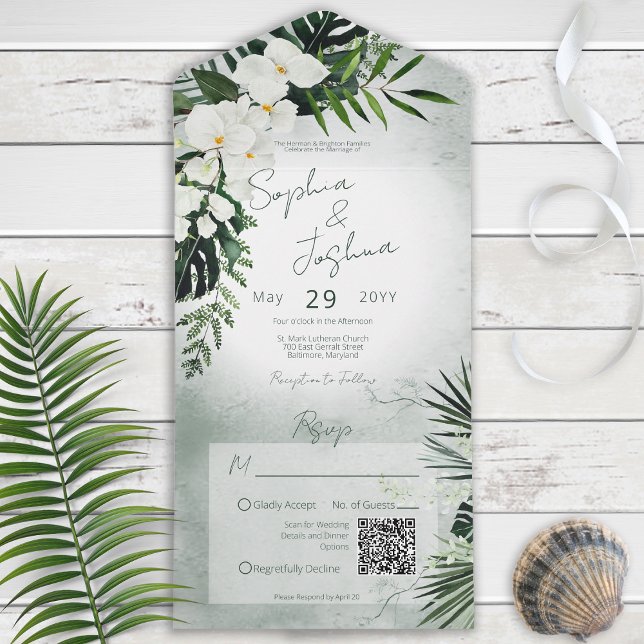 Boho Tropical Greenerescência Moderna Código QR Ve (Criador carregado)