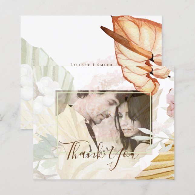 BoHO Tropical Pampas Grass Casamento (Frente/Verso)