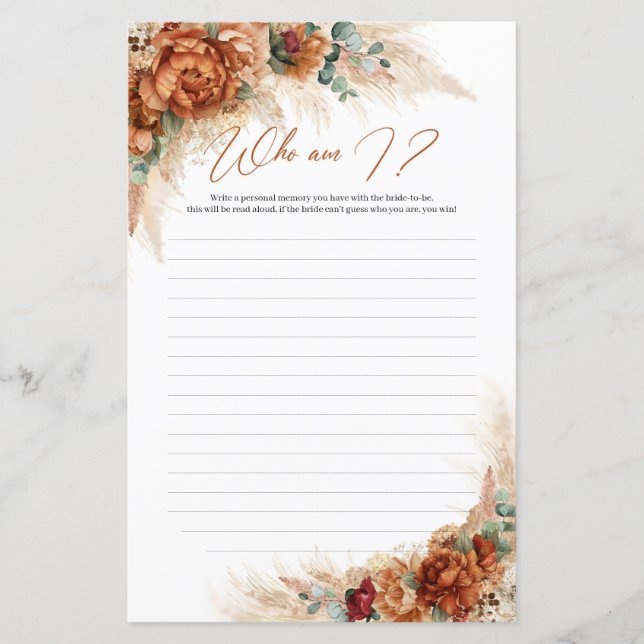 Boho tropical terracotta pampas enferrujado Quem S (Frente)