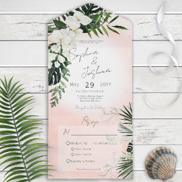 Boho Tropical Verde Moderno Janto Blush Rosa Rosa
