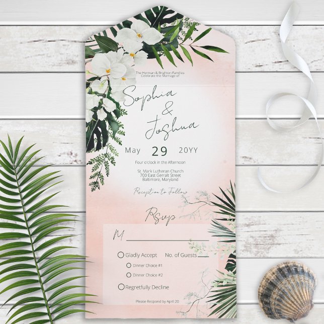 Boho Tropical Verde Moderno Janto Blush Rosa Rosa (Criador carregado)