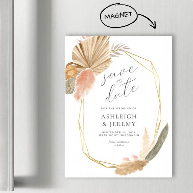Boho Tropical Weding Date Magnetic Card (Criador carregado)