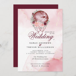 Boho Tudo em Um Casamento Rosa Maroon Moon Convite