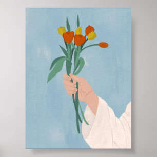 Boho Tulip Buquê Wall Art Impressão Floral Minimal
