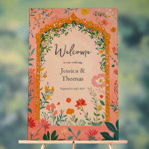 Boho Verão Rosa Floral Casamento Bem-vindo