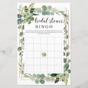 Boho verde flores suculentas de ouro bingo de ouro