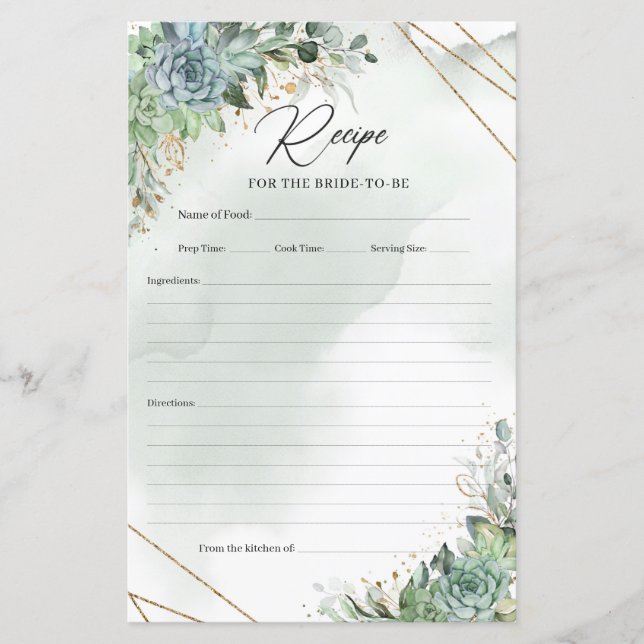 Boho verde suculenta receita de ouro eucalipto (Frente)