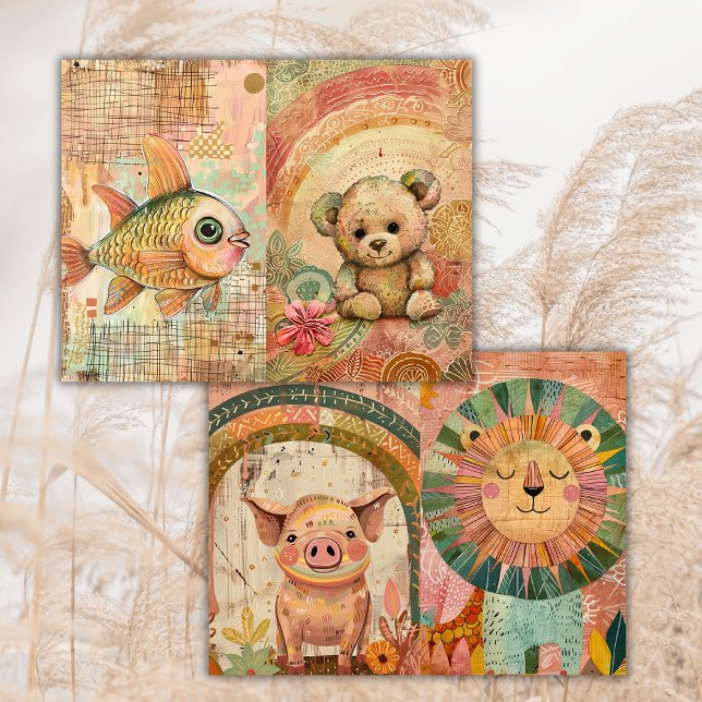 Boho Watercolor Animais Coloridos Diário (Criador carregado)