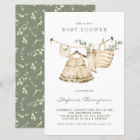 Boho Watercolor Clothesline Girl Chá de fraldas