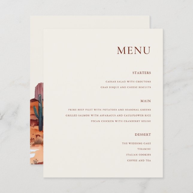 Boho Watercolor Desert Wedding (Frente/Verso)