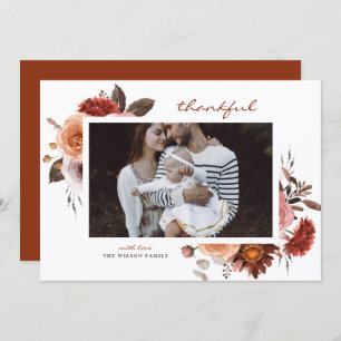 Boho Watercolor Fall Flowers Foto de Ação de Graça