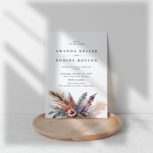 Boho Watercolor Feather Convite Para Casamento