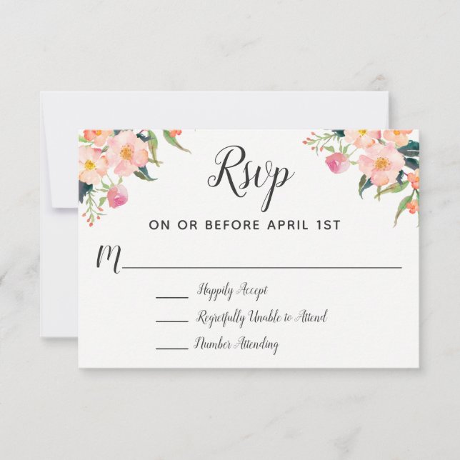 Boho Watercolor Floral Wedding RSVP (Frente)