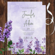 Boho Watercolor Lilac Flowers Convite De Casamento