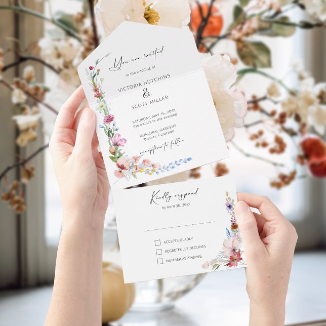Boho Watercolor Wildflower Calligraphy Wedding (Criador carregado)