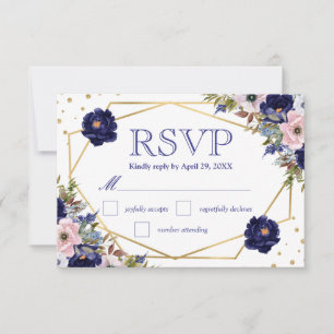 Boho Watercolor Winter Flowers Weding RSVP Card