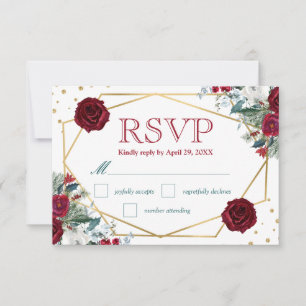 Boho Watercolor Winter Flowers Weding RSVP Card