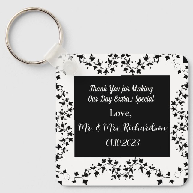 Boho Whimsical Botanical Wedding Favor Chaveiro (Frente)