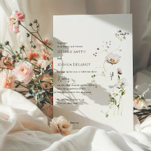 Boho Whimsical Floral Wedation Convite - Elegante
