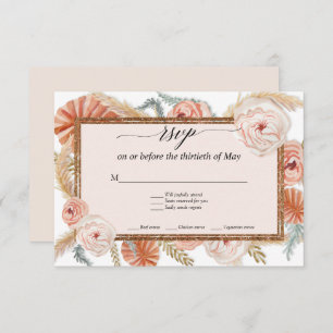 Boho White Floral Tropical Palm Pampas Grass RSVP