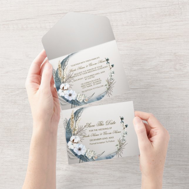 Boho White Orchid Flores Blue Moon Party (Tearaway)