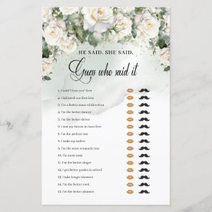 Boho White Roses Greenere Ouro Ele disse Ela disse