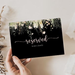 Boho Wildflower Black Wedding Sinal Reservado