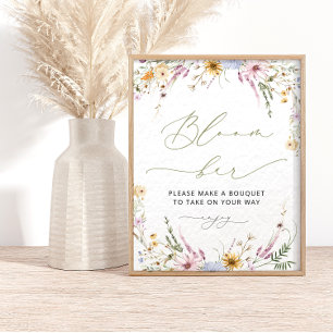 Boho Wildflower Bloom Poster do Bar da ventoinha