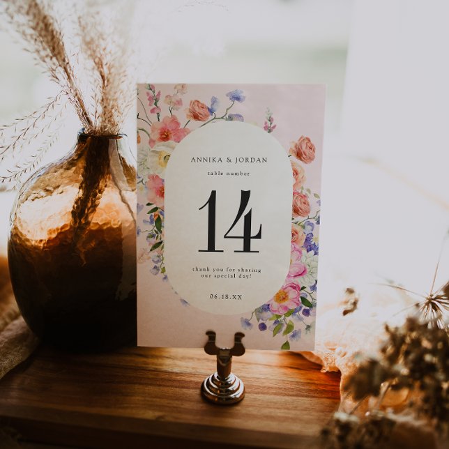 Boho Wildflower | Cartão de Número da Mesa (Criador carregado)