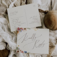 Boho Wildflower | Cartão de Resposta de Convite co