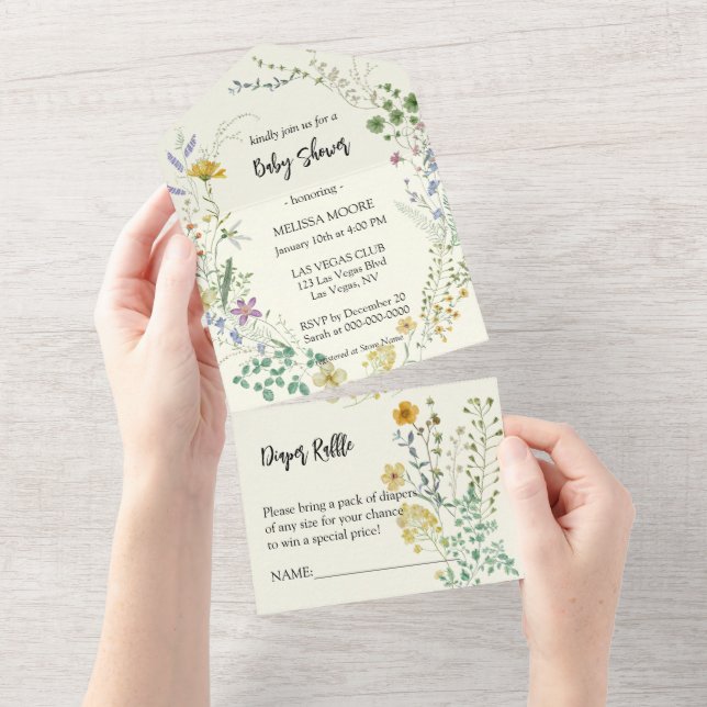 Boho Wildflower Chá de fraldas (Aba destacável)