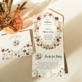 Boho Wildflower Chá de fraldas Tudo em Um Convite