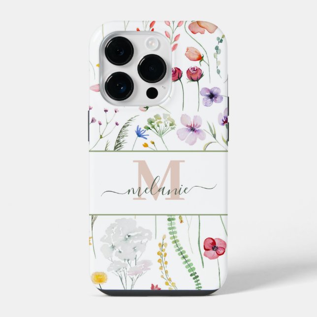 Boho Wildflower Custom Name Monograma (Verso)