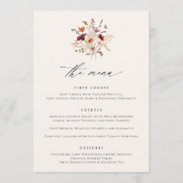 Boho Wildflower Elegant Casamento outono Menus