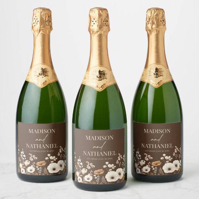 Boho Wildflower Fllower Floral Casamento (Garrafas)