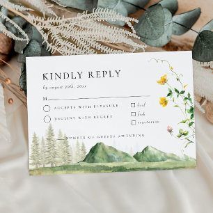 Boho Wildflower Forest Mountain Weding RSVP Card