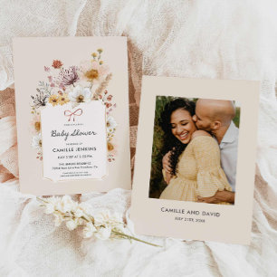 Boho Wildflower Garden Chá de fraldas Convite