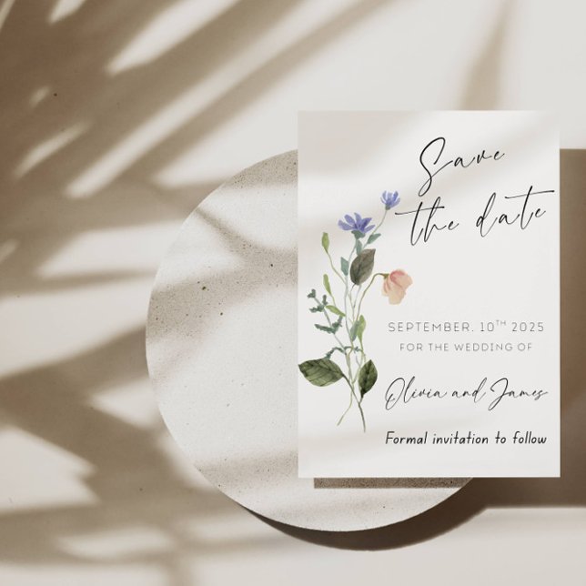Boho Wildflower Guarde o Cartão de Casamento (Criador carregado)