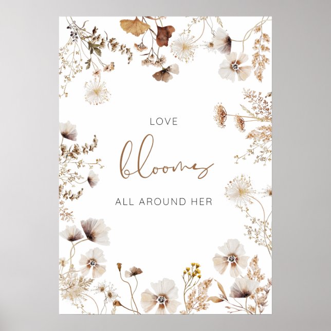 Boho Wildflower Love Blooms Poster (Frente)