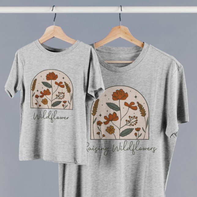 Boho Wildflower Mãe Filha T-Shirt (Criador carregado)
