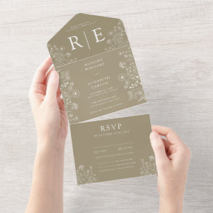 Boho Wildflower Modern Watercolor Casamento