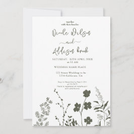 Boho Wildflower Olive Wedation Convite