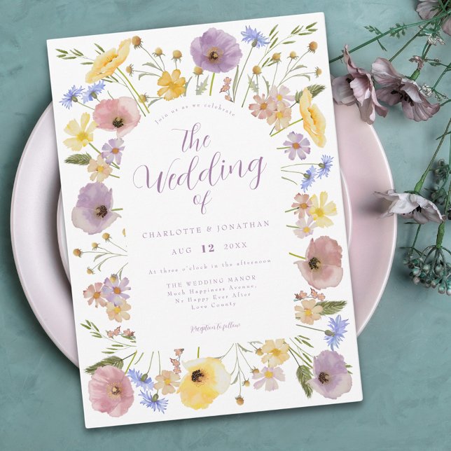 Boho Wildflower Pastel Weding Convite (Elegant boho wildflower pastel wedding invitation )