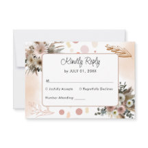 Boho Wildflower Romance Cartão RSVP de Casamento