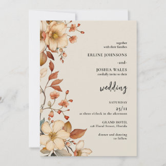 Boho Wildflower Terracotta Convite Para Casamento
