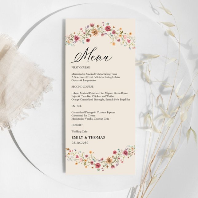 Boho Wildflower Wedding Menu (Criador carregado)