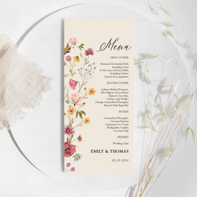 Boho Wildflower Wedding Menu (Criador carregado)