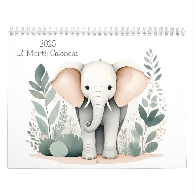 Boho Woodland Animal 2025 Calendário 12 Meses (Capa)